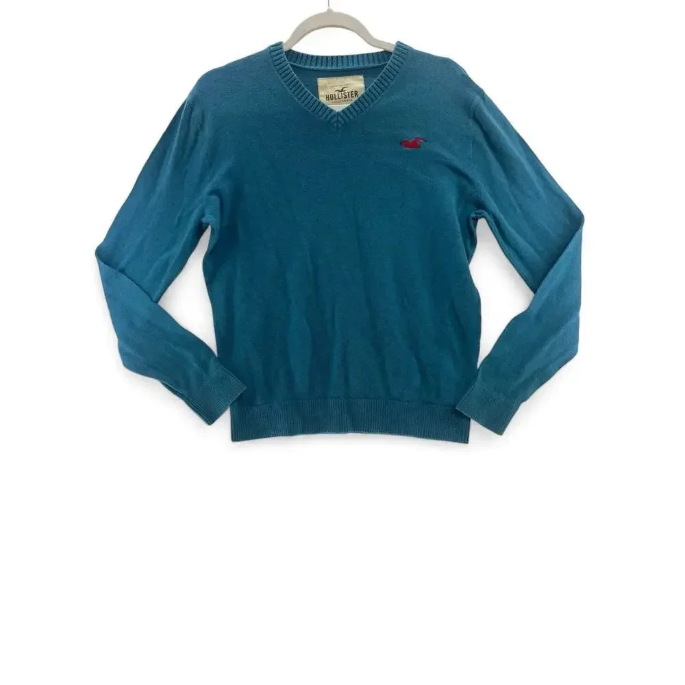 Hollister Co Mens Sweater Blue V-neckline Long Sleeve Pullover Preppy Small